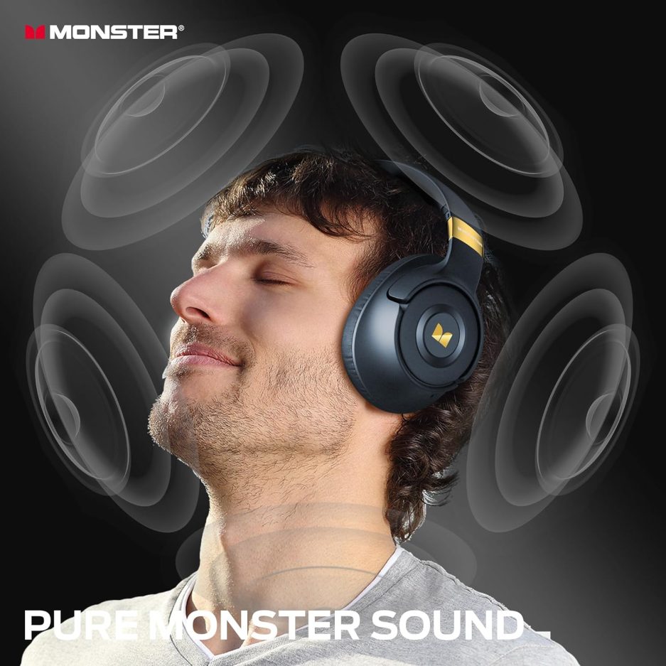 Monster Persona SE ANC Active Noise Cancelling Headphones, Over Ear Bluetooth Headphones Wireless, 60H Playtime, HiFi Stereo Audio, Deep Bass, Built-in Mic, Memory Foam Ear Cups for Home (Blue) - Image 2