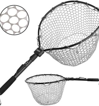 PLUSINNO Fly Fishing Net, Bass Trout Landing Net, Folding Fishing Nets Fresh Water, Safe Fish Catching or Releasing