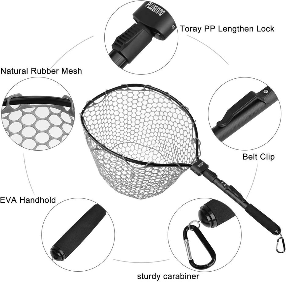 PLUSINNO Fly Fishing Net, Bass Trout Landing Net, Folding Fishing Nets Fresh Water, Safe Fish Catching or Releasing - Image 3